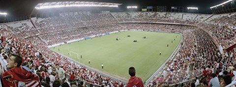 Framed Crowd in a stadium, Sevilla FC, Estadio Ramon Sanchez Pizjuan, Seville, Seville Province, Andalusia, Spain Print