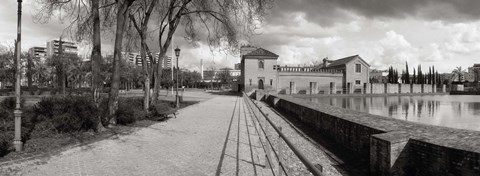 Framed Park near a pool in a city, Parque De La Buhaira, Sevilla, Seville Province, Andalusia, Spain Print