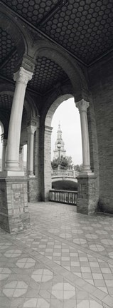 Framed Interiors of a plaza, Plaza De Espana, Seville, Seville Province, Andalusia, Spain Print