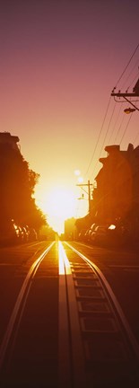 Framed Cable car tracks at sunset, San Francisco, California, USA Print