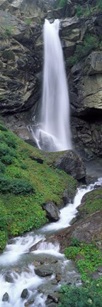 Framed Waterfall in a forest, Sass Grund, Switzerland Print