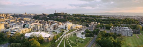 Framed High angle view of a city, Holyrood Palace, Our Dynamic Earth and Scottish Parliament Building, Edinburgh, Scotland Print
