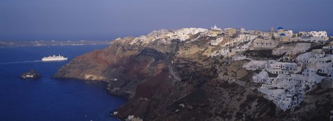 Framed Aerial view of a town, Santorini, Greece Print