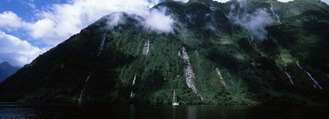 Framed Low angle view of a mountain, Milford Sound, Fiordland, South Island, New Zealand Print