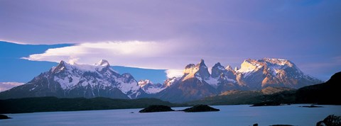 Framed Clouds over snow covered mountains, Towers Of Paine, Torres Del Paine National Park, Patagonia, Chile Print