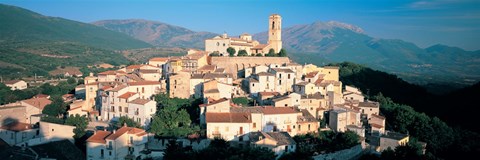 Framed High angle view of a town, Goriano Sicoli, L&#39;Aquila Province, Abruzzo, Italy Print