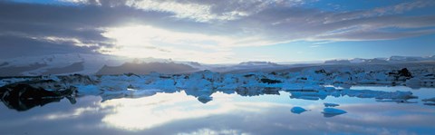 Framed Icebergs in a lake, Jokulsarlon Lagoon, Iceland Print