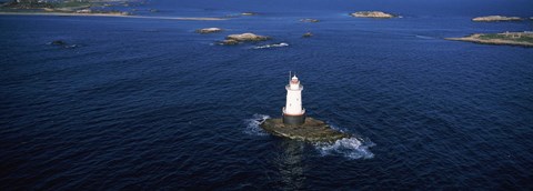 Framed Aerial view of a light house, Sakonnet Point Lighthouse, Little Compton, Rhode Island, USA Print