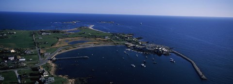 Framed Sakonnet Point Lighthouse in the distance, Little Compton, Rhode Island, USA Print