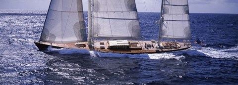 Framed Sailboat in the sea, Antigua (horizontal) Print