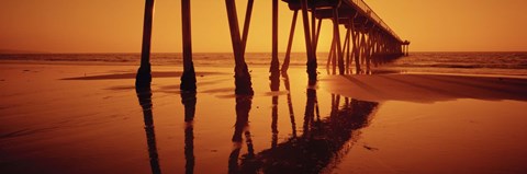 Framed Silhouette of a pier at sunset, Hermosa Beach Pier, Hermosa Beach, California, USA Print