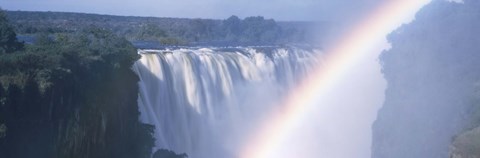 Framed Rainbow over a waterfall, Victoria Falls, Zambezi River, Zimbabwe Print