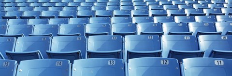 Framed Empty blue seats in a stadium, Soldier Field, Chicago, Illinois, USA Print