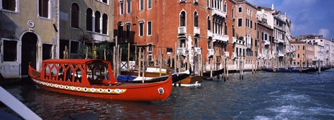 Framed Red Gondola, Grand Canal, Venice, Veneto, Italy Print