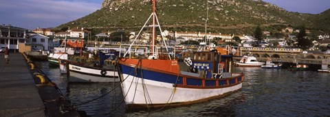 Framed Fishing boats moored at a harbor, Kalk Bay Harbour, Kalk Bay, False Bay, Cape Town, Western Cape Province, South Africa Print