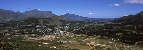 Framed Aerial view of a valley, Franschhoek Valley, Franschhoek, Simonsberg, Western Cape Province, Republic of South Africa Print