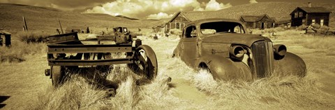 Framed Abandoned car in a ghost town, Bodie Ghost Town, Mono County, California, USA Print