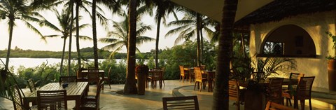 Framed Restaurant surrounded with palm trees, Pilipan Restaurant, Watamu, Coast Province, Kenya Print