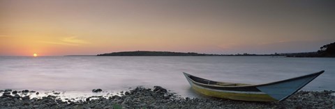 Framed Boat at the lakeside, Lake Victoria, Great Rift Valley, Kenya Print