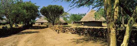 Framed Stone wall along a dirt road, Thimlich Ohinga, Lake Victoria, Great Rift Valley, Kenya Print