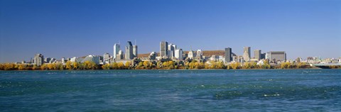 Framed View of Montreal Skyline and the Saint Lawrence River with Mount Royal in the background, Montreal, Quebec, Canada Print
