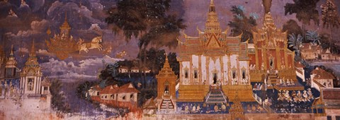 Framed Ramayana murals in a palace, Royal Palace, Phnom Penh, Cambodia Print