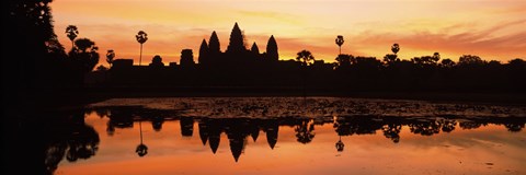 Framed Silhouette of a temple, Angkor Wat, Angkor, Cambodia Print