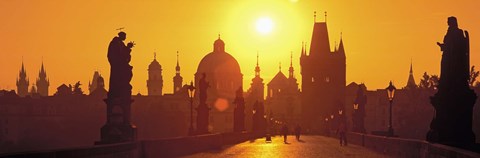 Framed Sunset over Charles Bridge, Prague, Czech Republic Print