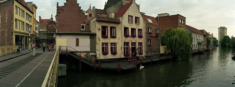 Framed Buildings at the waterfront, Patershol, Ghent, East Flanders, Flemish Region, Belgium Print