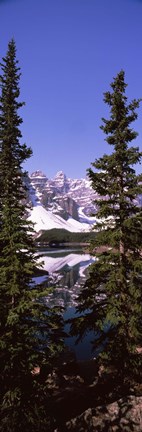 Framed Lake in front of mountains, Banff, Alberta, Canada Print