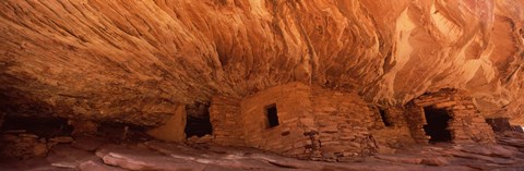 Framed House Of Fire in orange, Anasazi Ruins, Mule Canyon, Utah, USA Print