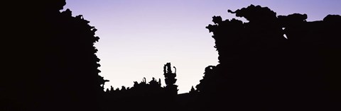 Framed Silhouette of rock formations, Teapot Rock, Fantasy Canyon, Uintah County, Utah Print