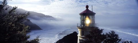 Framed Top of Heceta Head Lighthouse in the Mist, Oregon Print