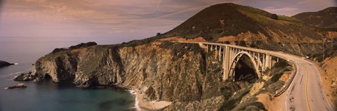 Framed Bridge on a hill, Bixby Bridge, Big Sur, California, USA Print