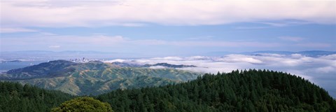 Framed View of San Francisco from Mt Tamalpais, Marin County, California, USA Print