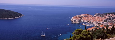 Framed Buildings at the waterfront, Dubrovnik, Dalmatia, Croatia Print
