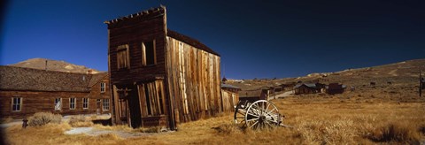 Framed Abandoned buildings on a landscape, Bodie Ghost Town, California, USA Print