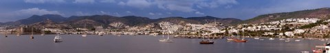 Framed Buildings at the waterfront, St Peter's Castle, Bodrum, Mugla Province, Aegean Region, Turkey Print