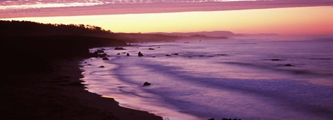 Framed Tide on the beach, California, USA Print