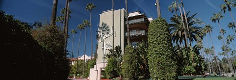 Framed Trees in front of a hotel, Beverly Hills Hotel, Beverly Hills, Los Angeles County, California, USA Print