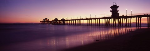 Framed Pier in the sea, Huntington Beach Pier, Huntington Beach, Orange County, California Print