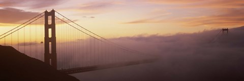 Framed Golden Gate Bridge covered with fog, San Francisco, California Print