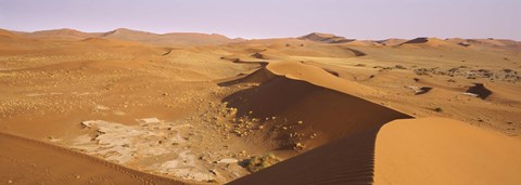 Framed Sand dunes in a desert, Namib-Naukluft National Park, Namibia Print