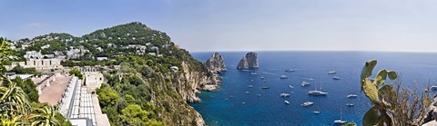 Framed Boats in the sea, Faraglioni, Capri, Naples, Campania, Italy Print