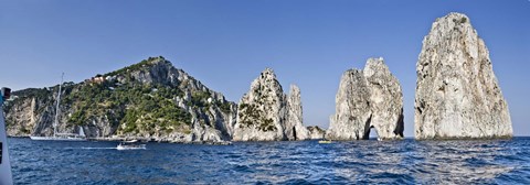 Framed Rock formations in the sea, Faraglioni, Capri, Naples, Campania, Italy Print