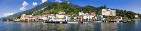 Framed Town at the waterfront, Tremezzo, Lake Como, Como, Lombardy, Italy Print