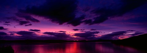 Framed Sunset over an island viewed from Applecross Peninsula, Isle of Skye, Inner Hebrides, Hebrides, Scotland Print