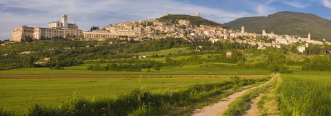 Framed Village on a hill, Assisi, Perugia Province, Umbria, Italy Print