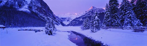 Framed Lake in winter with mountains in the background, Lake Louise, Banff National Park, Alberta, Canada Print