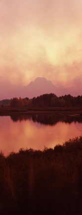 Framed Reflection of a mountain in a river, Oxbow Bend, Snake River, Grand Teton National Park, Teton County, Wyoming, USA Print
